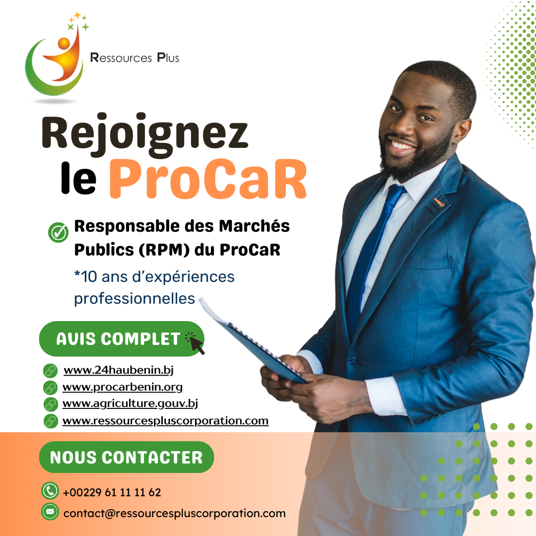 Recrutement d'un(e) Responsable des Marchés Publics (RPM) du ProCaR